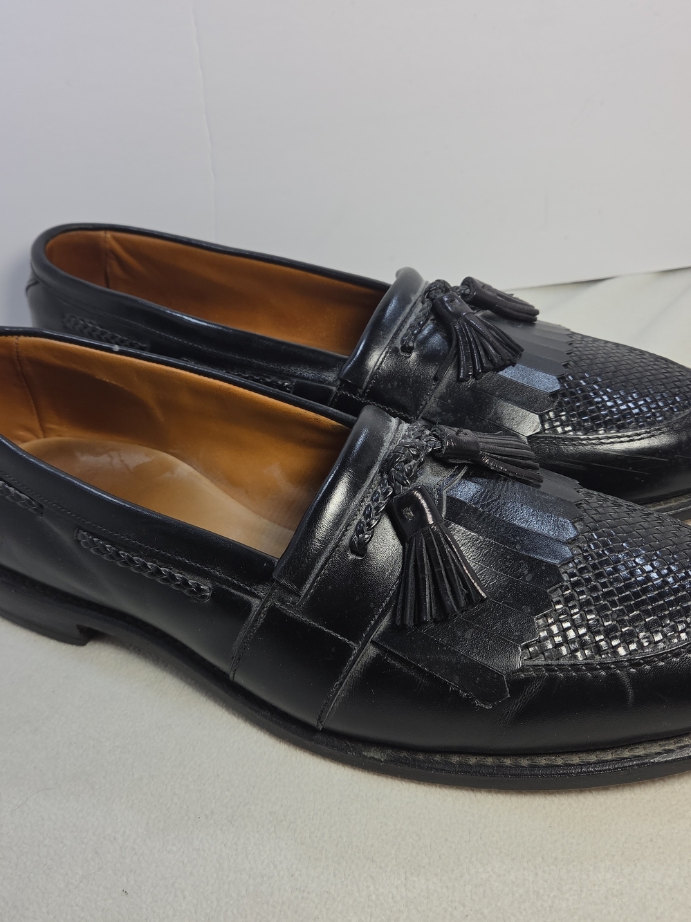 Allen Edmonds Black Leather Tassel Kiltie Loafers Cody